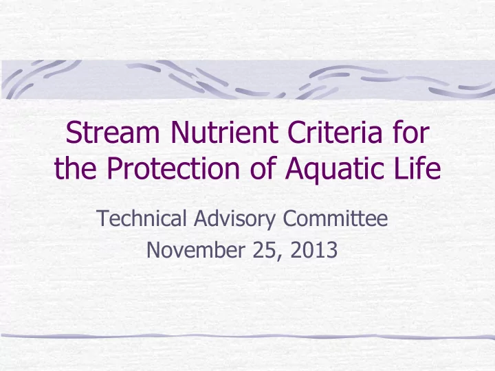the protection of aquatic life