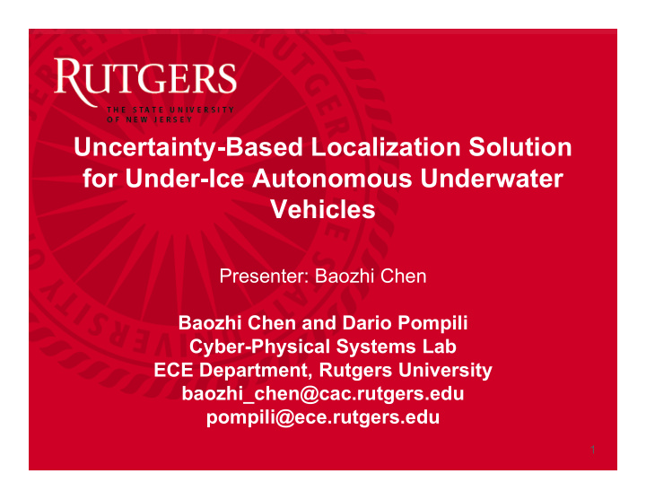 uncertainty based localization solution for under ice