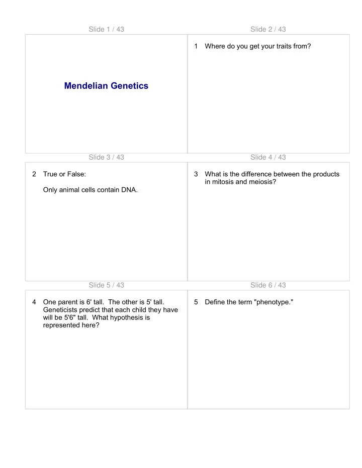 mendelian genetics