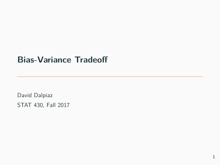 bias variance tradeoff