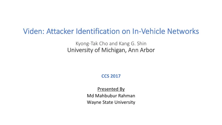 vi viden en a attack cker er id iden entifi fication on