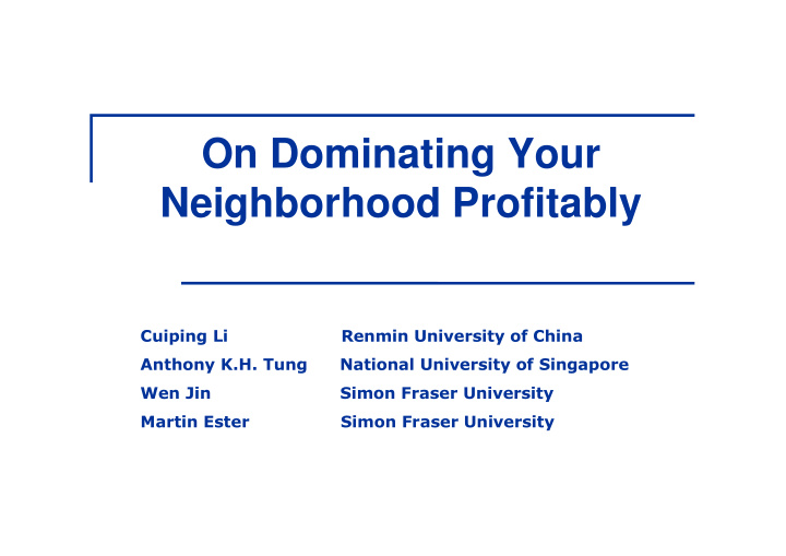 on dominating your neighborhood profitably