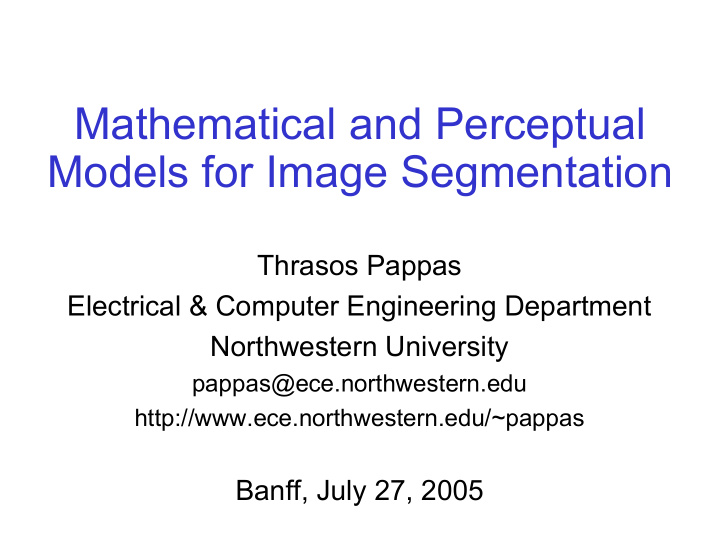 mathematical and perceptual models for image segmentation