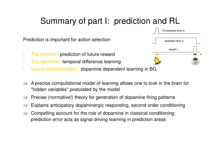 summary of part i prediction and rl