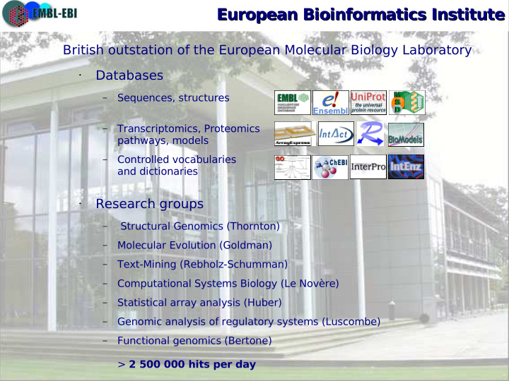 european bioinformatics institute european bioinformatics