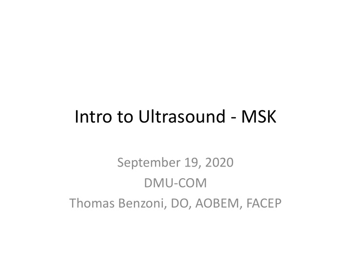 intro to ultrasound msk