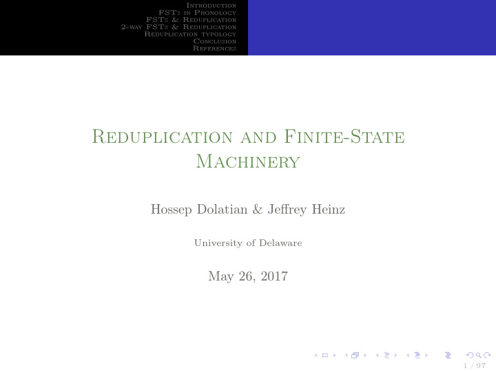 reduplication and finite state machinery