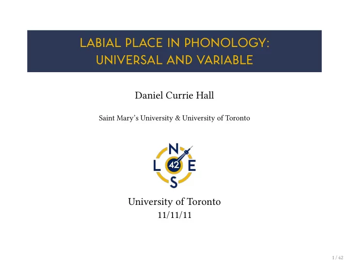 labial place in phonology universal and variable