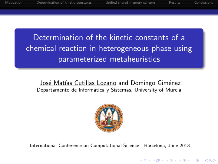 determination of the kinetic constants of a chemical
