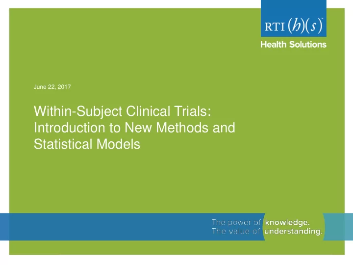 within subject clinical trials introduction to new