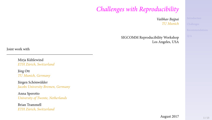 challenges with reproducibility