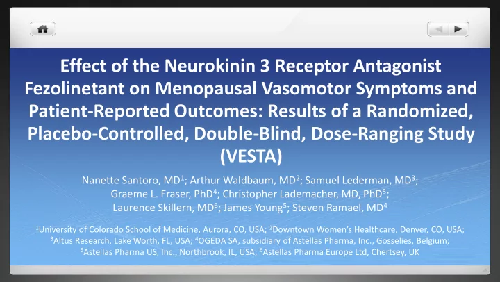 effect of the neurokinin 3 receptor antagonist