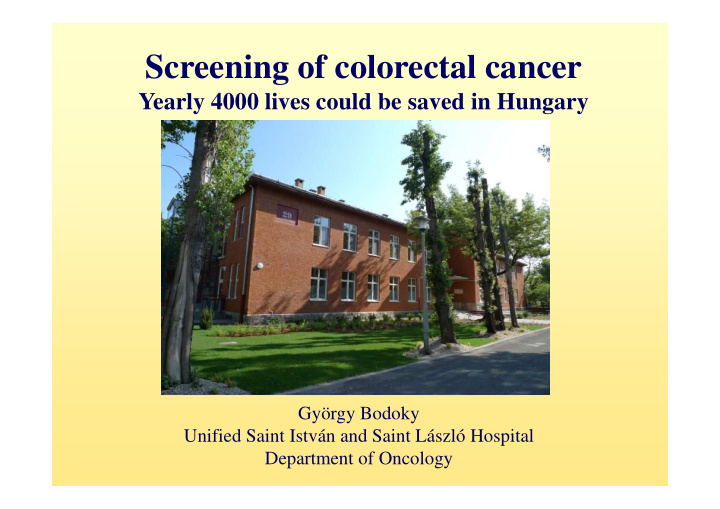 screening of colorectal cancer