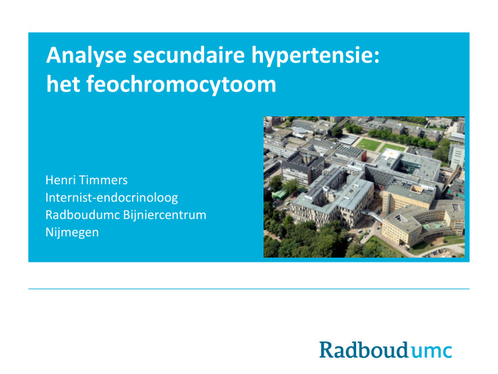 analyse secundaire hypertensie het feochromocytoom