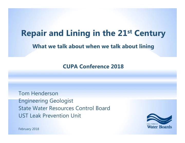 repair and lining in the 21 st century