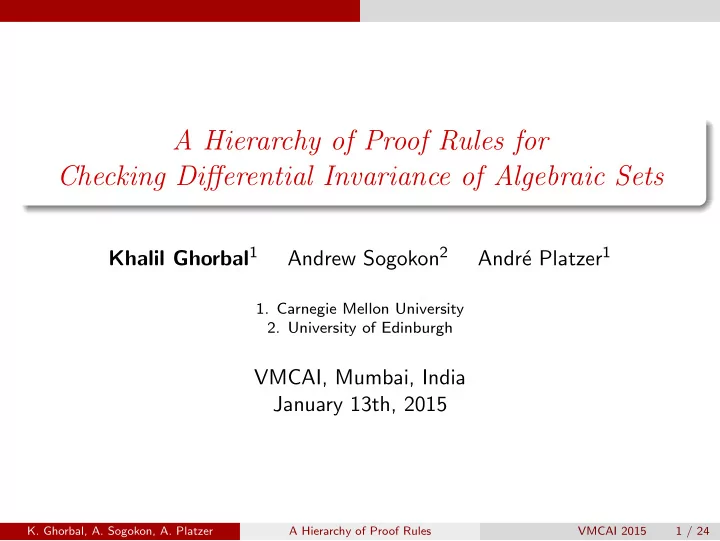 a hierarchy of proof rules for checking differential