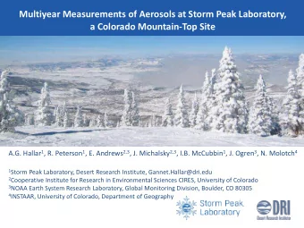 Multiyear Measurements of Aerosols at Storm Peak Laboratory,  a Colorado Mountain-Top Site A.G.