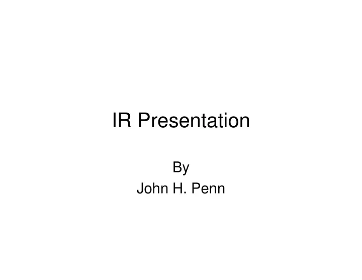 ir presentation