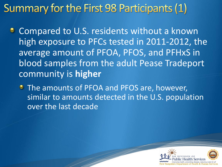 high exposure to pfcs tested in 2011 2012 the
