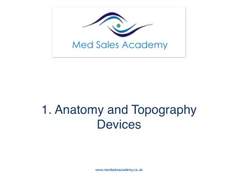 1. Anatomy and Topography  Devices  www.medsalesacademy.co.uk  www.medsalesacademy.co.uk  Welcome