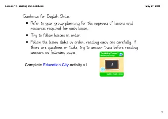 Guidance for English Slides  Refer to year group planning for the sequence of lessons and