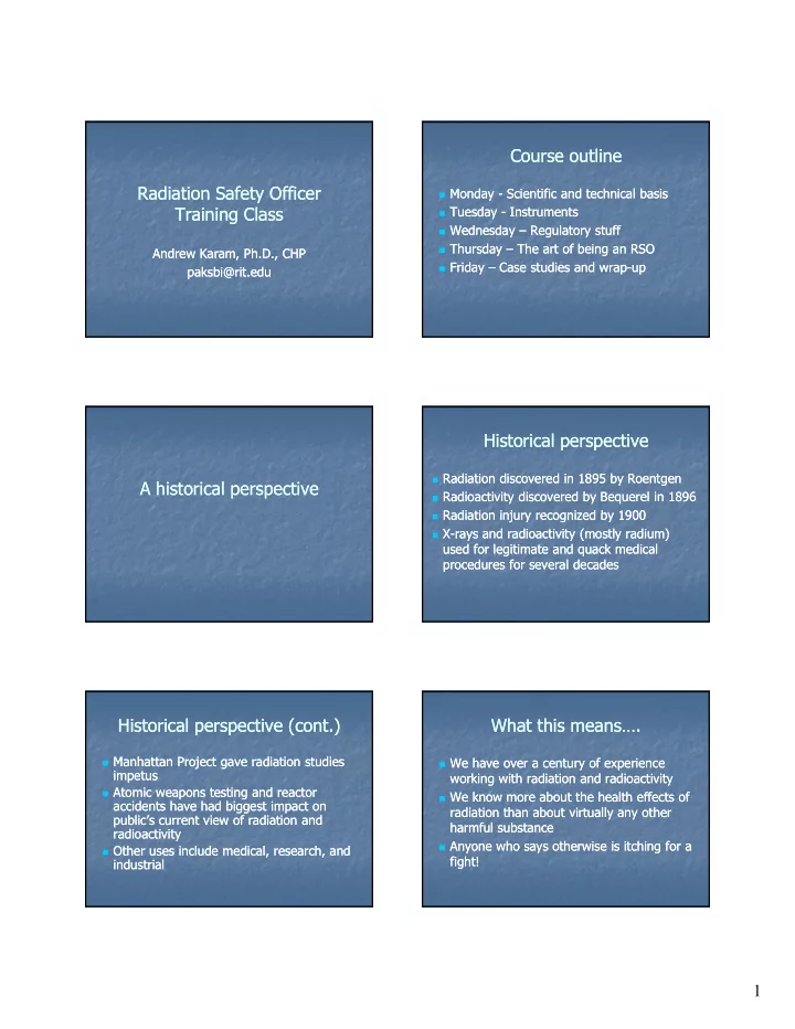 course outline course outline radiation safety officer