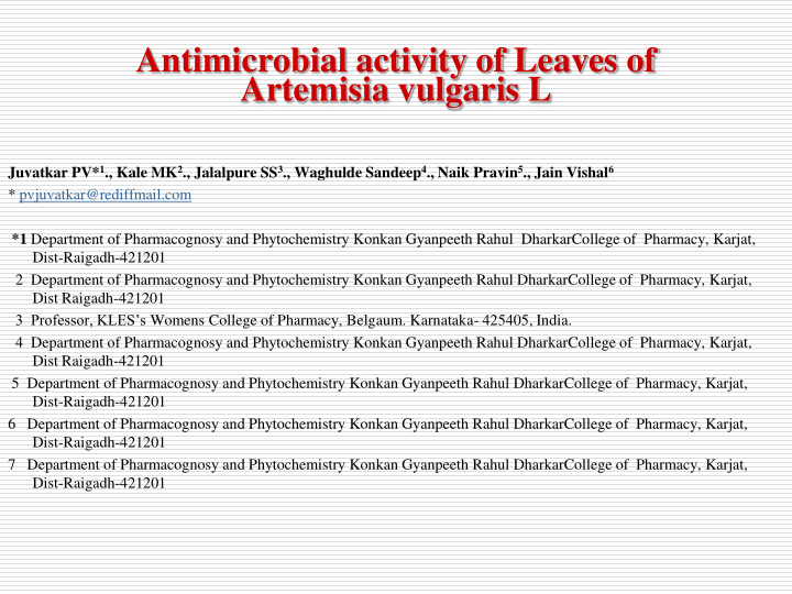 antimicrobial activity of leaves of