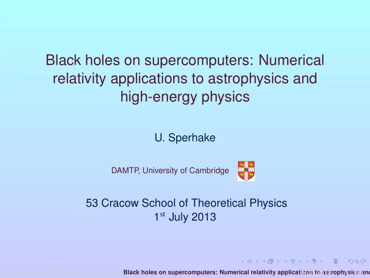 black holes on supercomputers numerical relativity