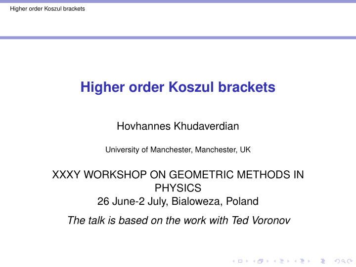 higher order koszul brackets