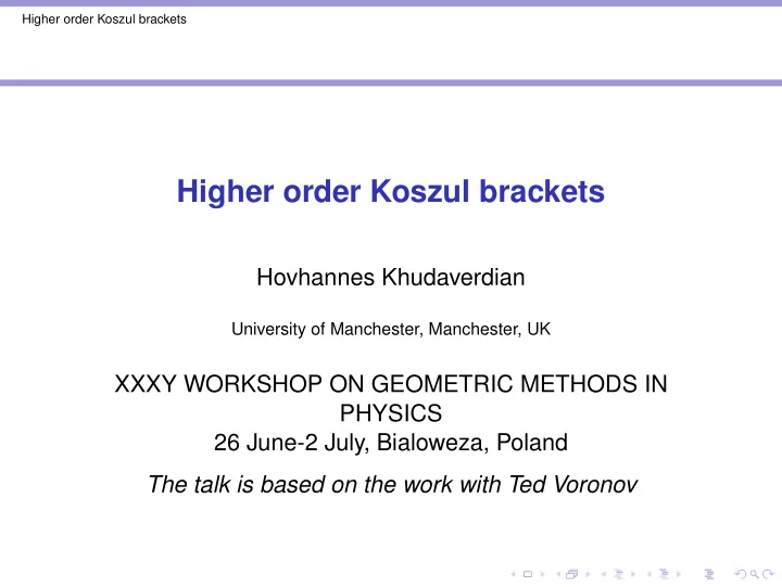 higher order koszul brackets