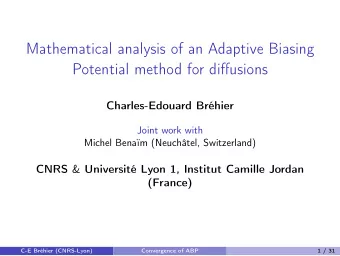 Mathematical analysis of an Adaptive Biasing  Potential method for diffusions  Charles-Edouard