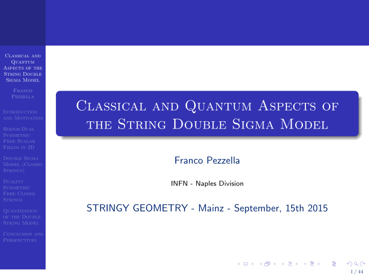 classical and quantum aspects of