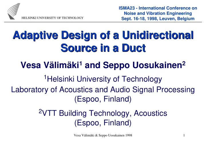 adaptive design of a unidirectional adaptive design of a