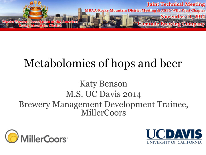 metabolomics of hops and beer