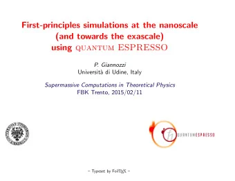 First-principles simulations at the nanoscale  (and towards the exascale) using quantum ESPRESSO