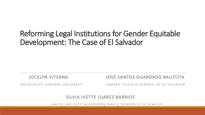 refor orming legal i ins nstitutions for g gender e r