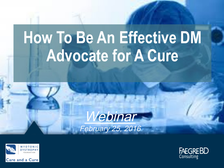 how to be an effective dm advocate for a cure