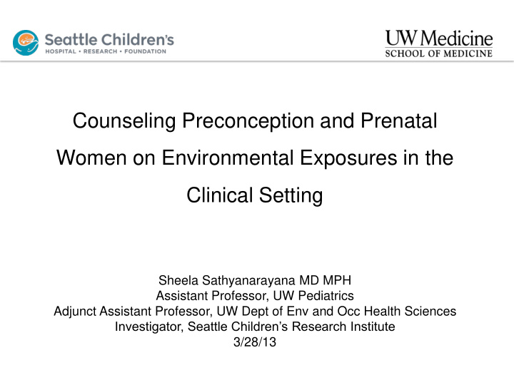 counseling preconception and prenatal women on