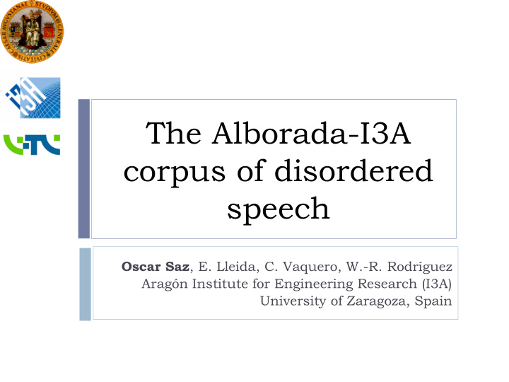 the alborada i3a corpus of disordered speech