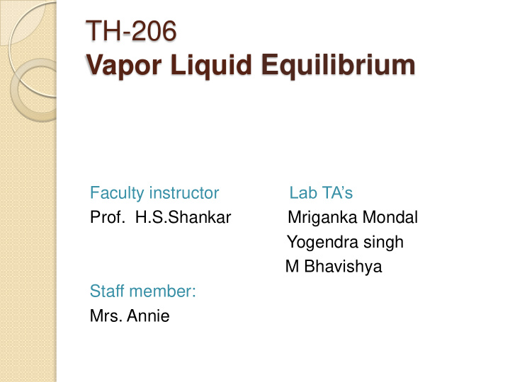 vapor liquid equilibrium