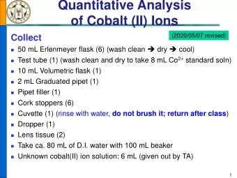 Quantitative Analysis  of Cobalt (II) Ions  (2020/05/07 revised)  Collect  50 mL Erlenmeyer