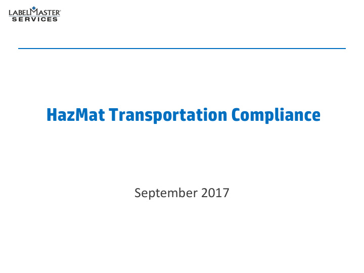 hazmat transportation compliance