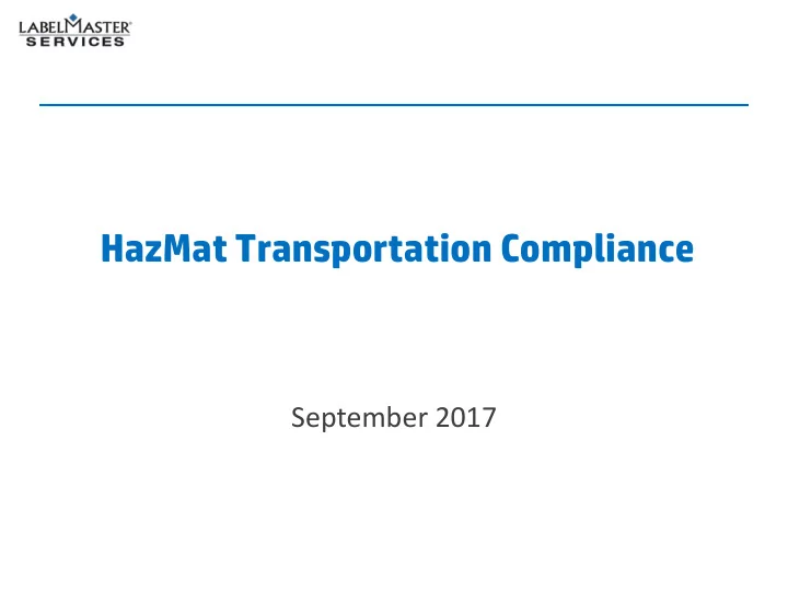 hazmat transportation compliance