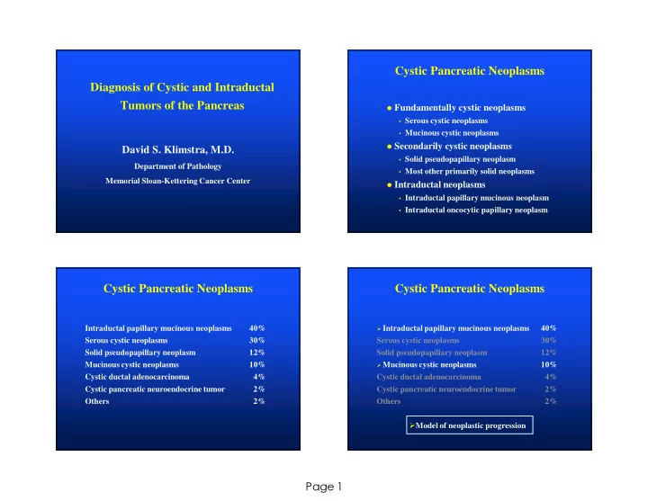 cystic pancreatic neoplasms diagnosis of cystic and