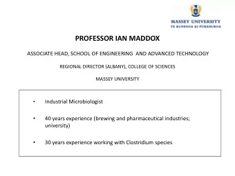 PROFESSOR IAN MADDOX  ASSOCIATE HEAD, SCHOOL OF ENGINEERING  AND ADVANCED TECHNOLOGY  REGIONAL