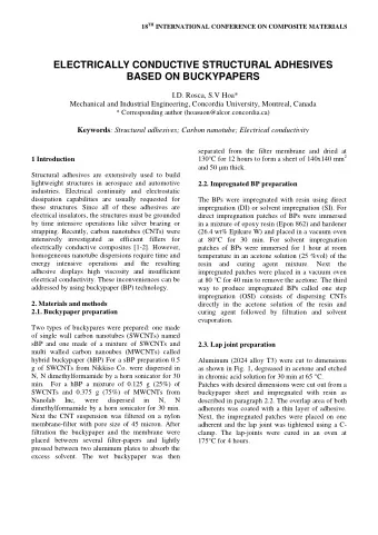 ELECTRICALLY CONDUCTIVE STRUCTURAL ADHESIVES  BASED ON BUCKYPAPERS  I.D. Rosca, S.V Hoa*