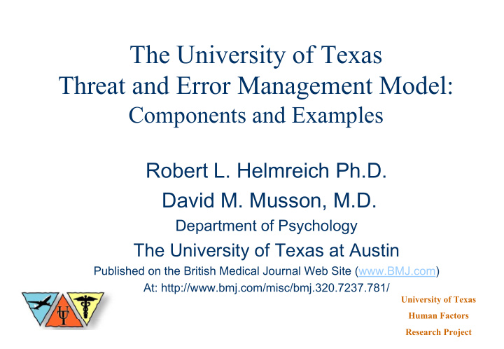 the university of texas threat and error management model