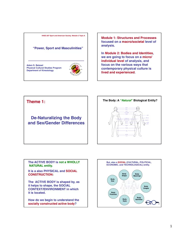 theme 1 de naturalizing the body and sex gender