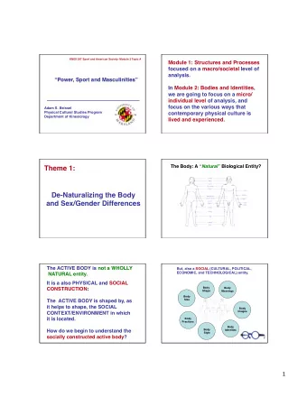 Theme 1:       De-Naturalizing the Body and Sex/Gender Differences    The ACTIVE