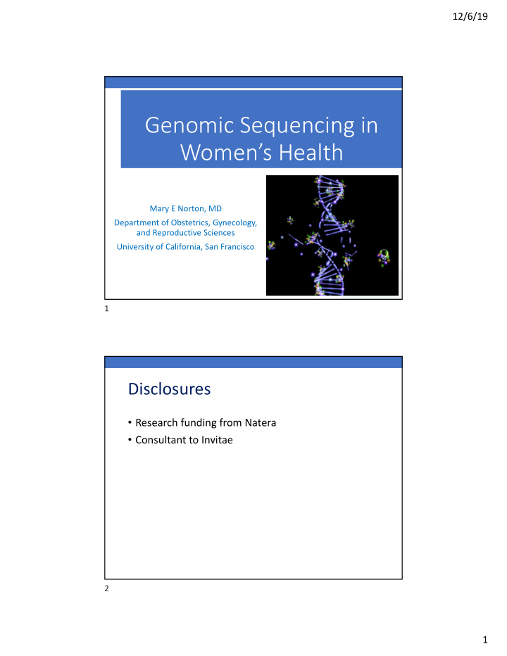 genomic sequencing in women s health